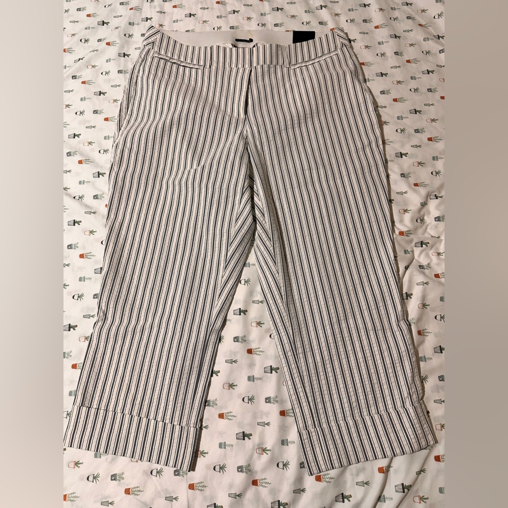Lane Bryant Grey and White Striped Pants